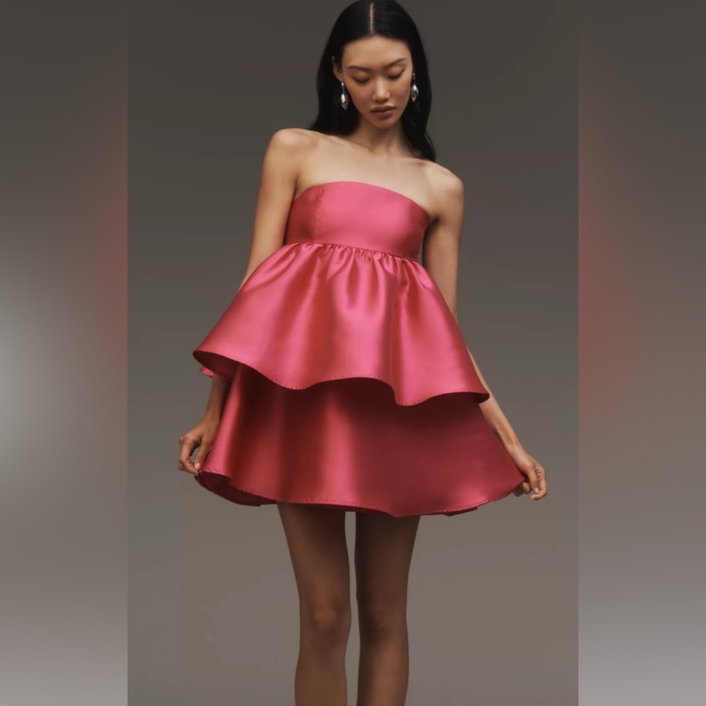 Anthropologie Fuchsia Satin Dress - Picture 2 of 8